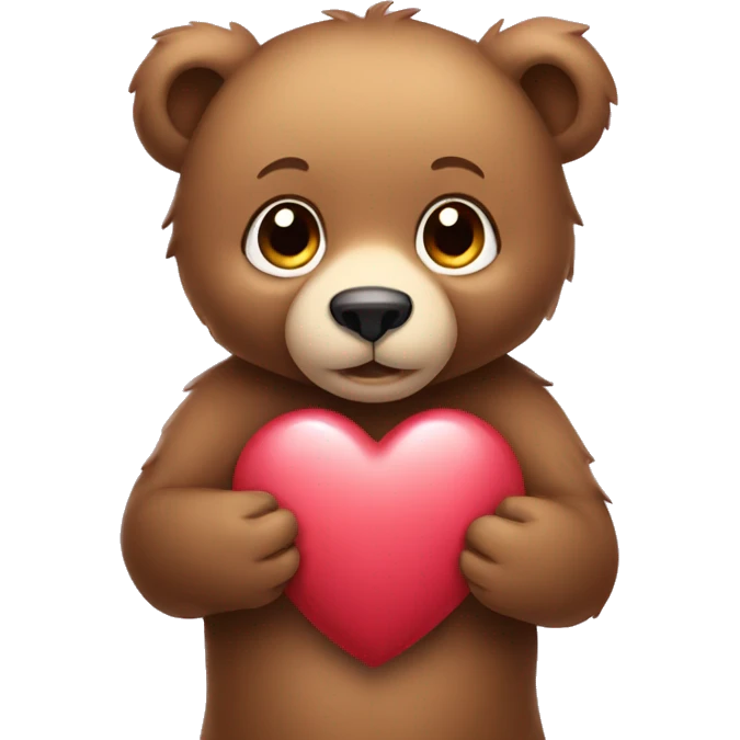 Bear cub holding a heart emoji