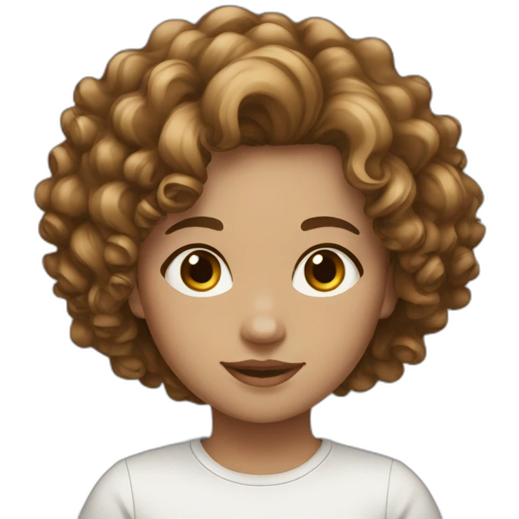 A girl white brown curly medium hair  emoji