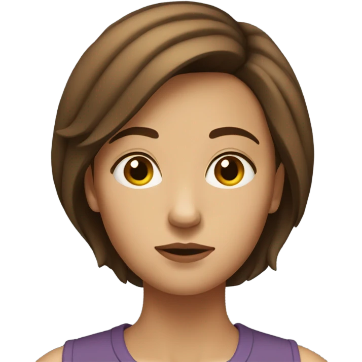 Woman with brown short hair figuring it out emoji