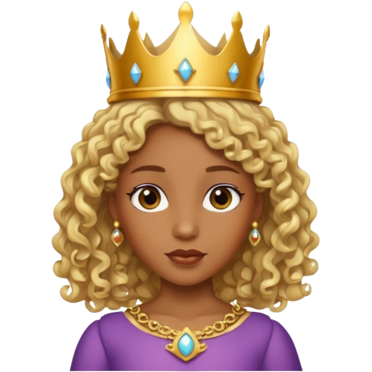 Princess brown skin, with curly blonde hair, small crown emoji