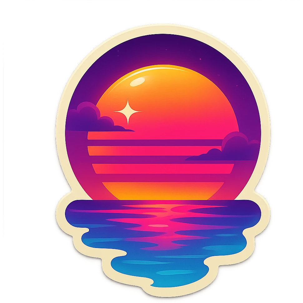aesthetic vaporwave sunset, retro style emoji