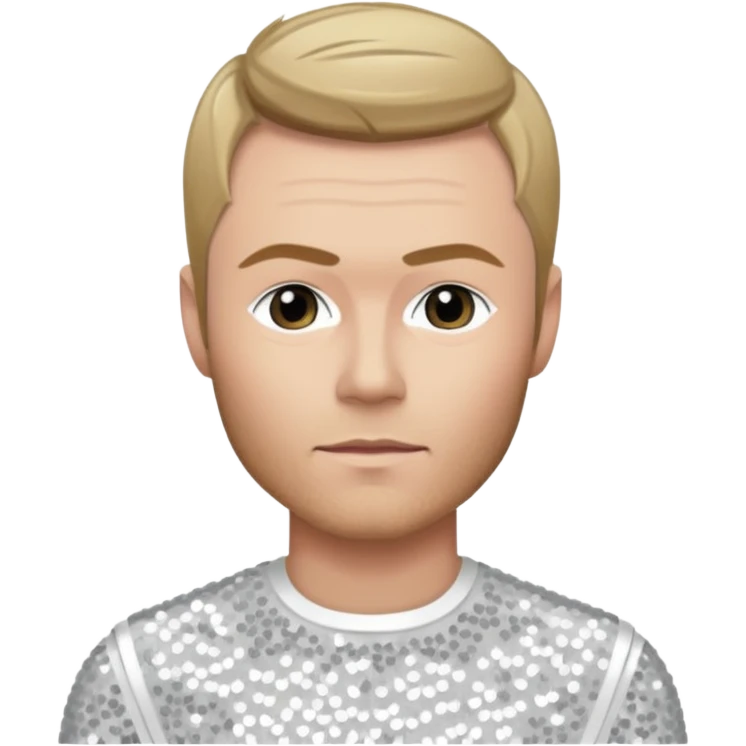 Ronan Keating from Boyzone with dark blonde hair, white sequin outfit emoji