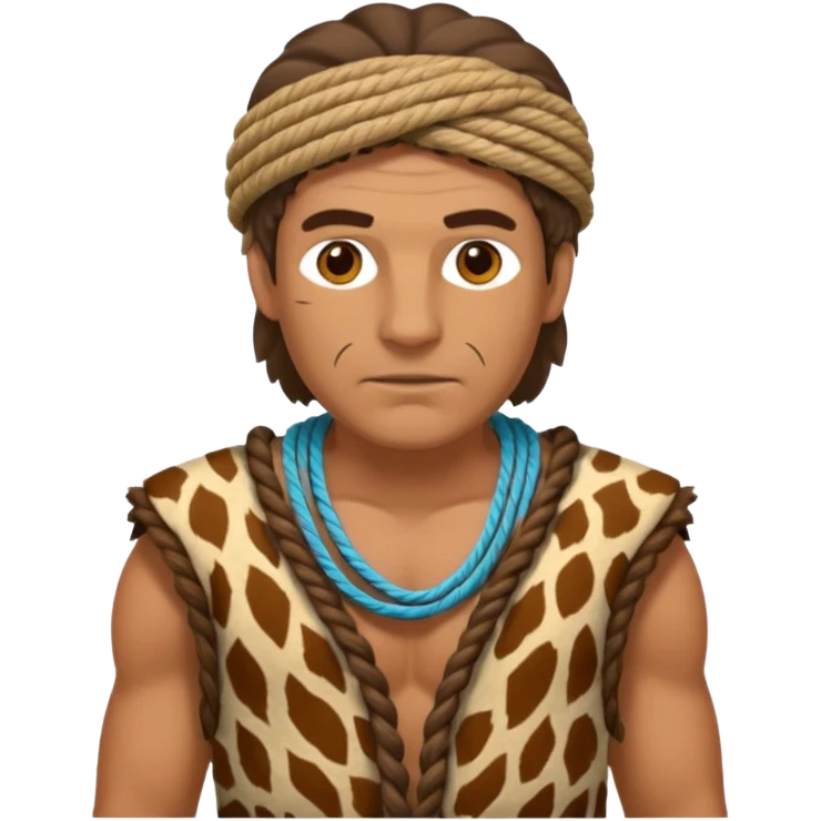 Ancient  man with animal skin clothes with ropes emoji