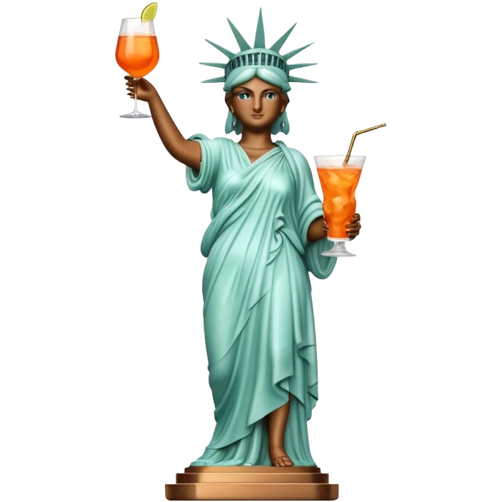 FULL BODY OF STATUE OF LIBERTY WITH AN APEROL SPRITZ COCKTAIL emoji