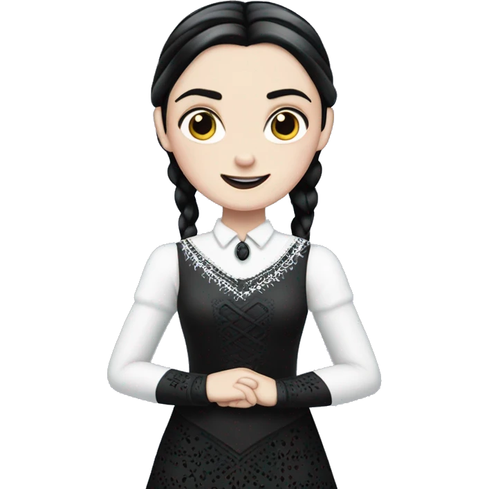 wednesday addams wearing frozen's elsa dress emoji