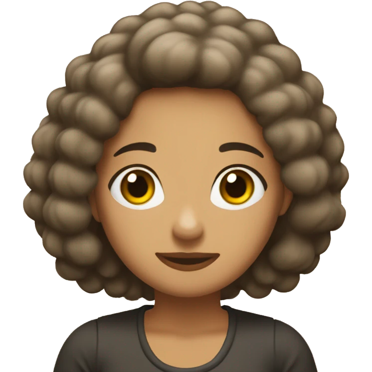 Chica blanca, pelo castaño oscuro y rulo  emoji