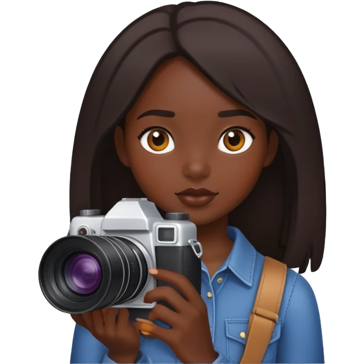 Dark skin girl with camera emoji