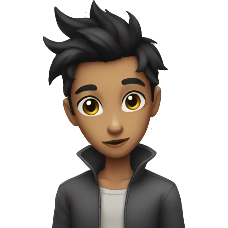 catfolk black hair thief teenager pretty emoji