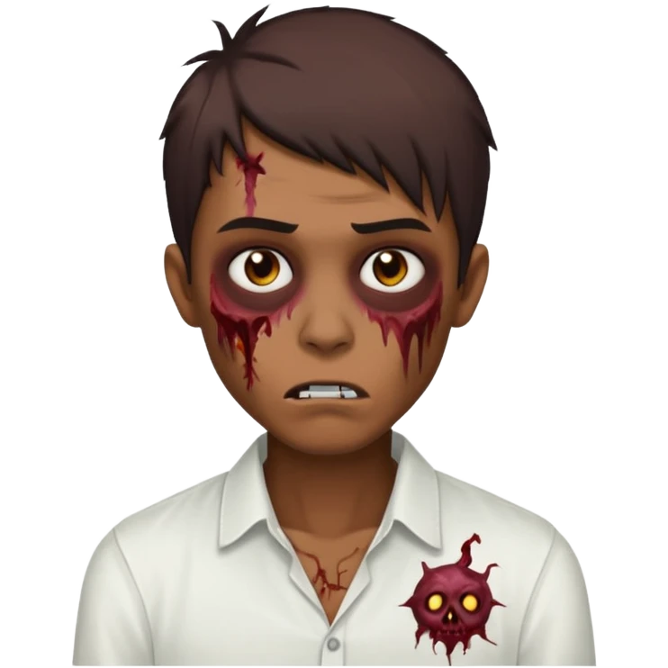 a zombie bronw emo man hard opium with white shirt emoji