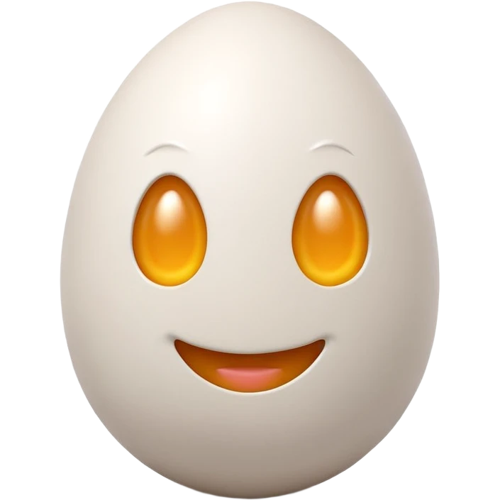 3D emoji icon of an egg in Apple style, isolated, soft pastel background, high-resolution, minimalistic, plastic texture, soft lighting, realistic shadows, front-facing, centered emoji