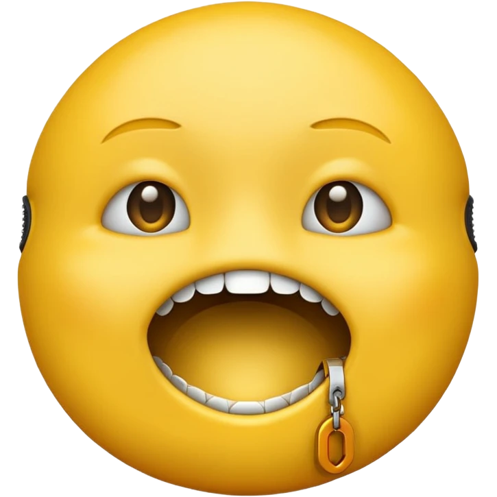 normal round yellow face emoji with zipper as lips but unzipped emoji
