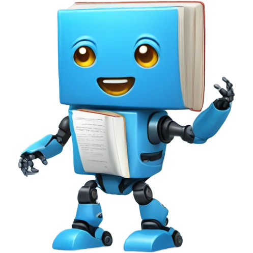 cute robot holds a blue book emoji