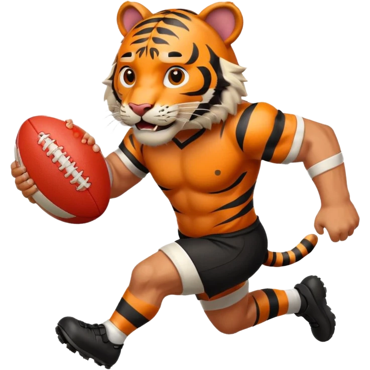 A tiger playing rugby emoji