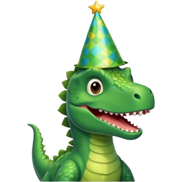 Dinosaur with party hat emoji