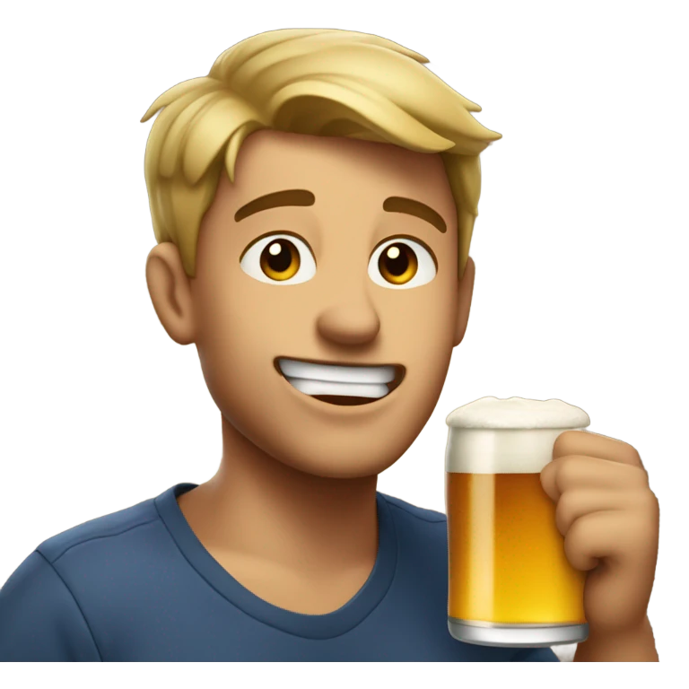 frat boy biting lip with beer emoji