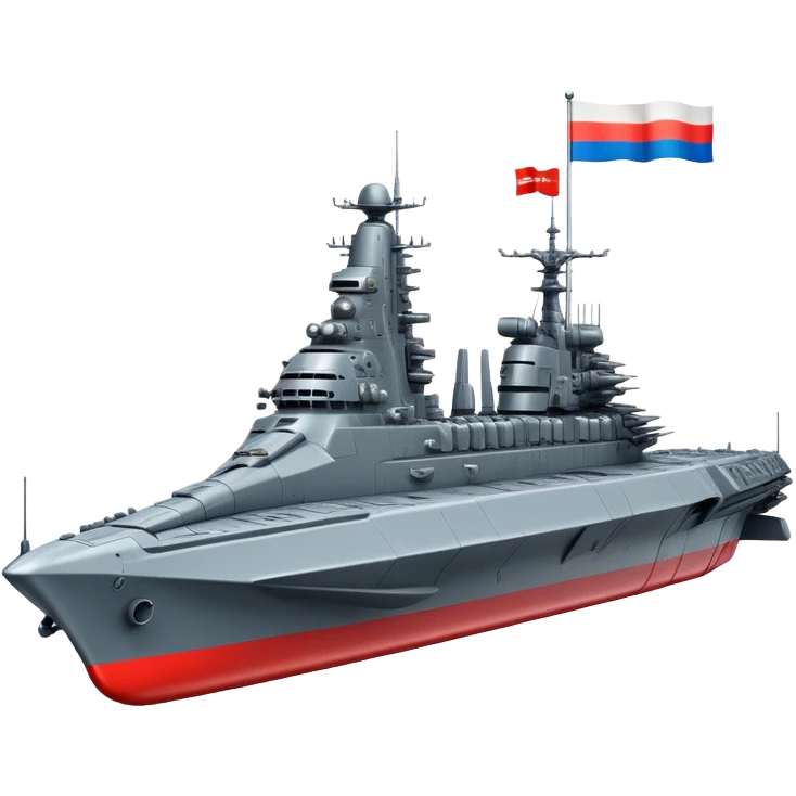 Huge Russian space battleship with prominent flag and missile launchers emoji