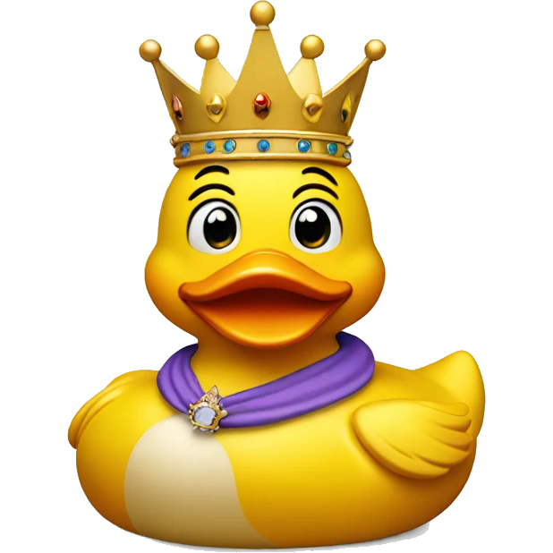 a rubber duck with a crown facing foward emoji