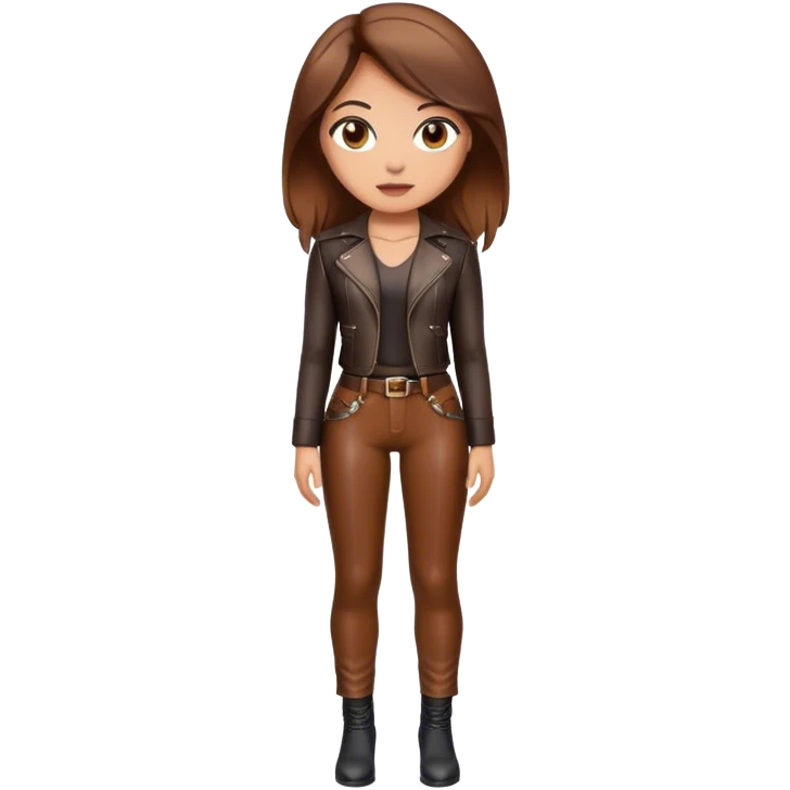 Woman leather pants brown hair  emoji