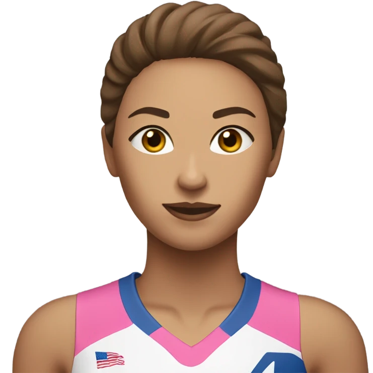 woman playing volleyball brown hair light pink jersey with the number 4 emoji