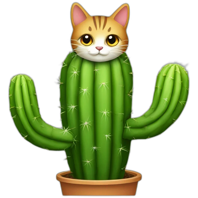 Cactus avec un chat qui se pique emoji