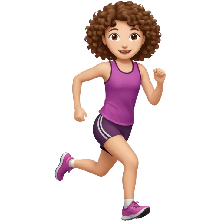 tail curly brown hair girl running emoji