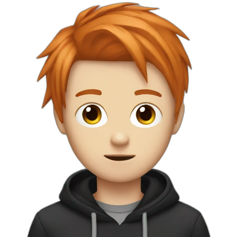 emo boy choppy ginger hair side bangs emoji