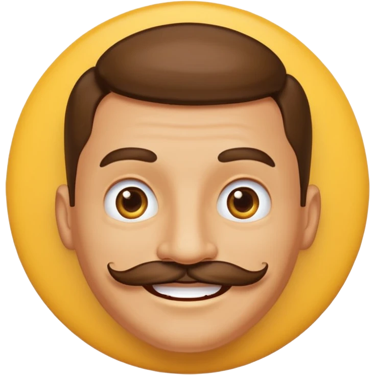 Happy yellow circular face of a posh male with a mustache emoji