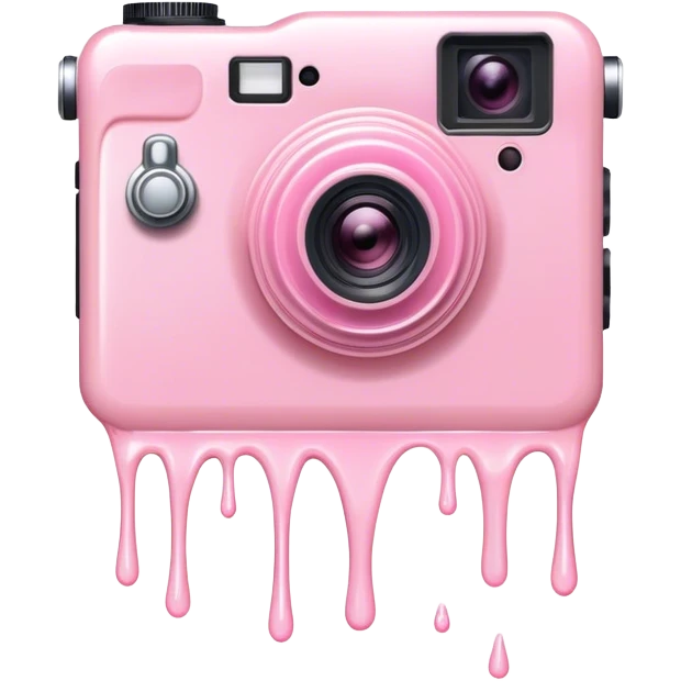Light pink liquid dripping over a camera emoji