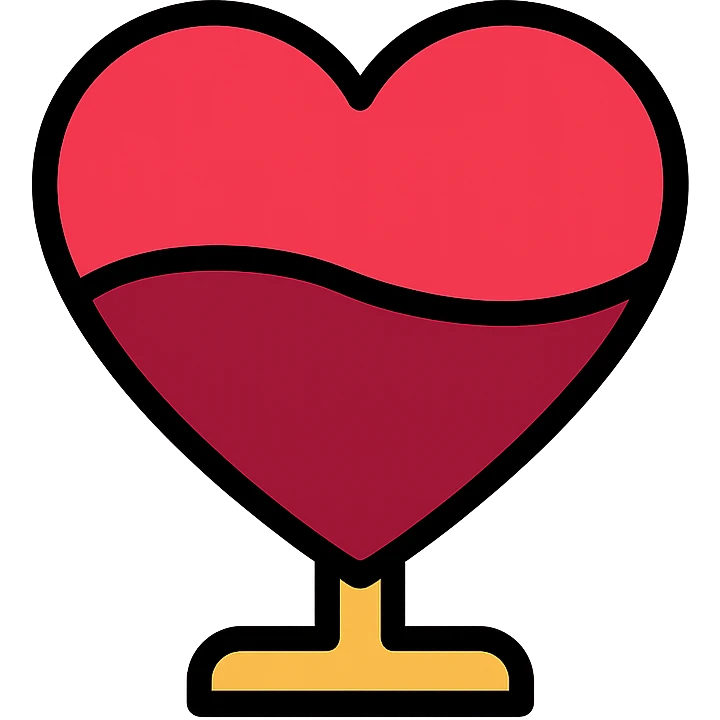 red wine heart icon with color outline emoji