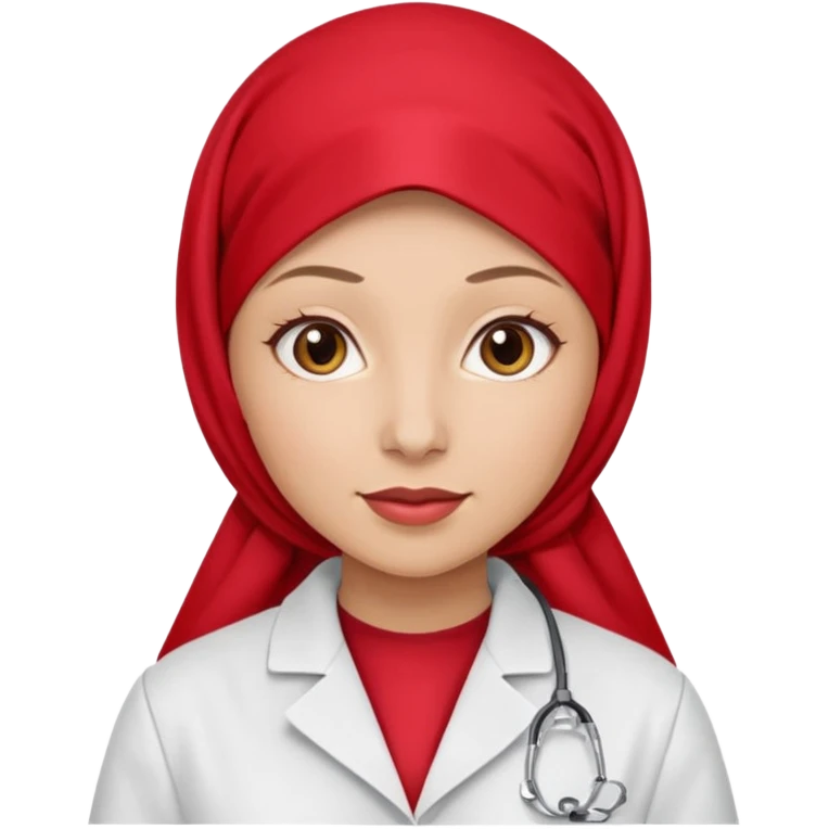 women with red hijab use laboratory jas emoji