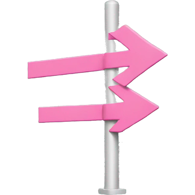 A pink directional sign  emoji