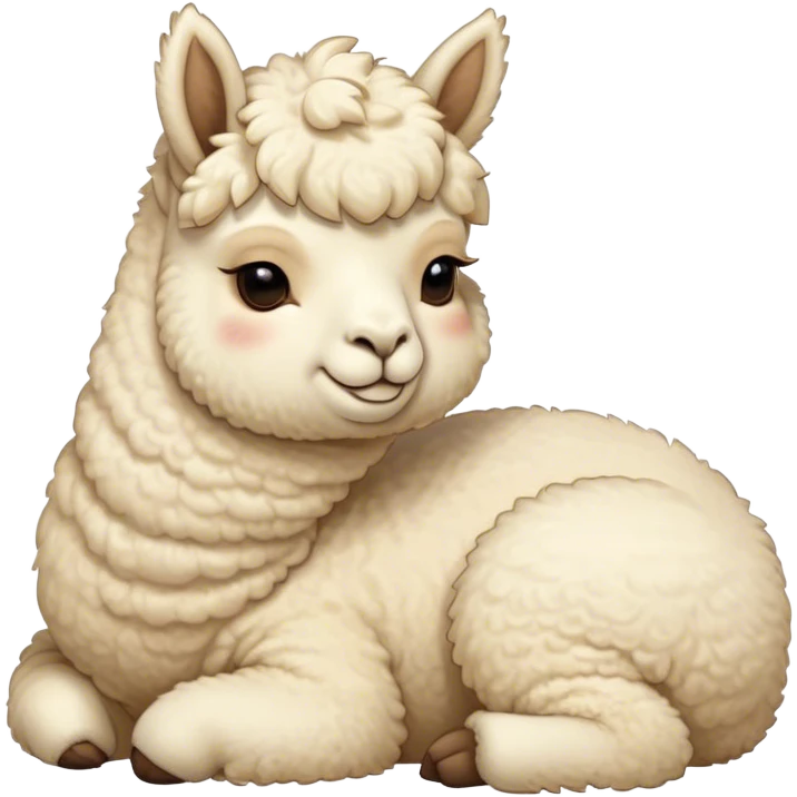 Meme-Worthy Cute Sleeping Cream Alpaca Portrait Emoji, Head resting peacefully with a contented smile, showcasing a delightfully robust build and a luxuriously soft cream fleece, eyes shut in a serene nap, Simplified yet hilariously adorable features, highly detailed, glowing with a soft, drowsy light, high shine, relaxed and utterly lovable, stylized with an air of playful laziness, bright and heartwarming, soft glowing outline, capturing the essence of a comically sleepy alpaca, so meme-worthy it feels like it could instantly become the next viral sensation of adorable slumber! emoji