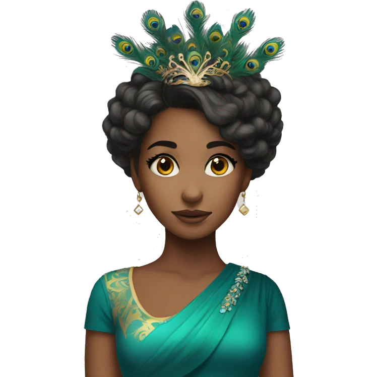 a beautiful girl with peacock crown emoji