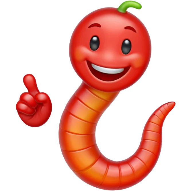 Gummy worm laughing and pointing emoji