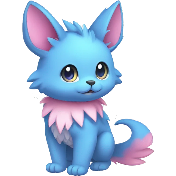 Cute cool blue pink animal hybrid Fakemon full body emoji