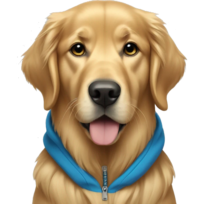 Golden retriever wearing a blue hoodie  emoji