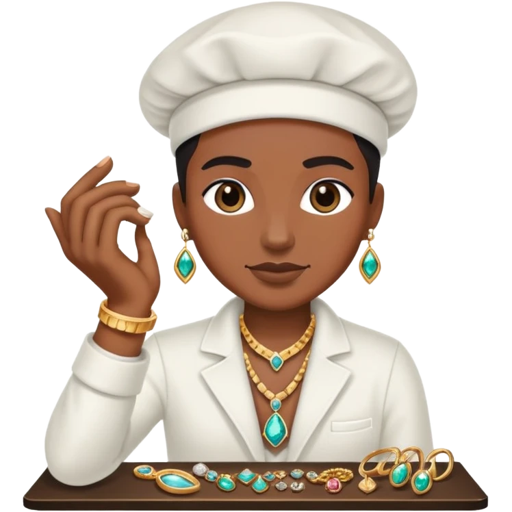 A black jeweler person making jewelry emoji