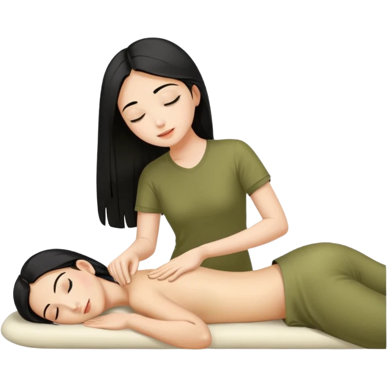 Back massage oil body the hair is long and black emoji