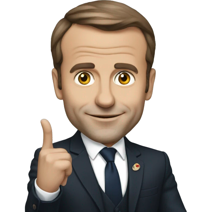 Emanuel macron qui fait du hand emoji