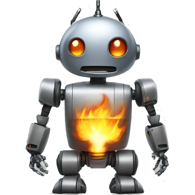 Robot electricity and fire emoji