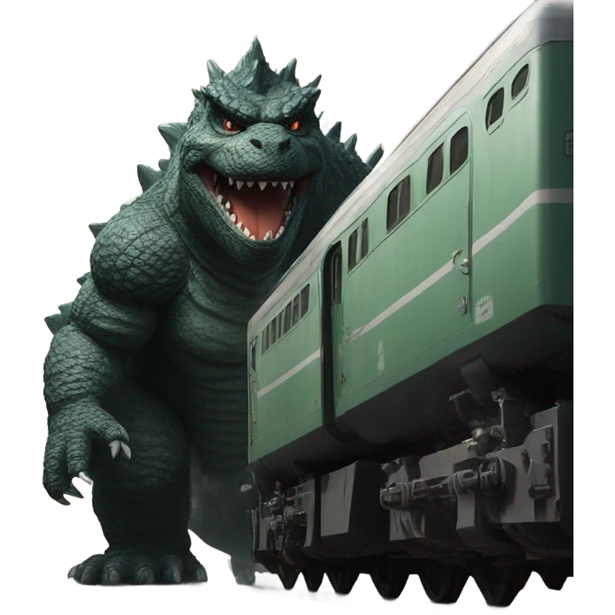Godzilla with train car emoji
