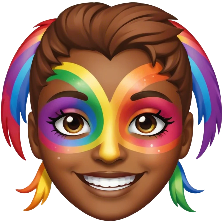 Smiling brown skin with rainbow  emoji