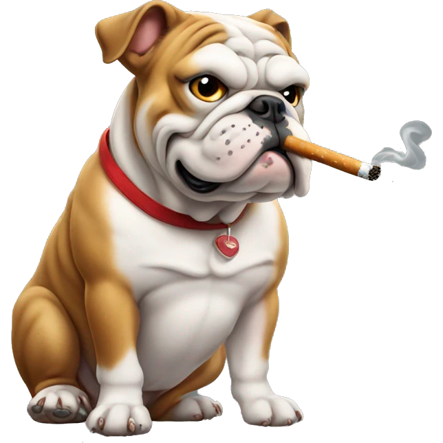 Bulldog with cigarette emoji