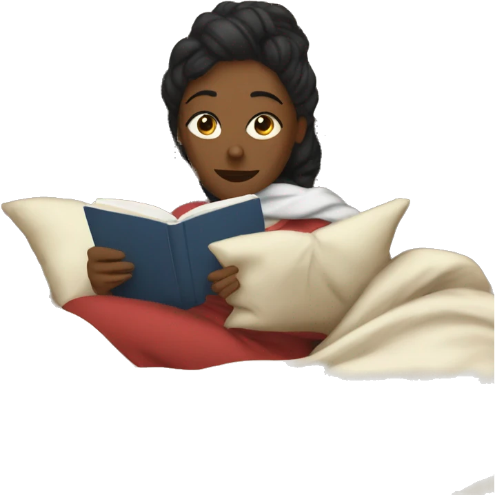 Lady laying on couch under a blanket reading a book emoji