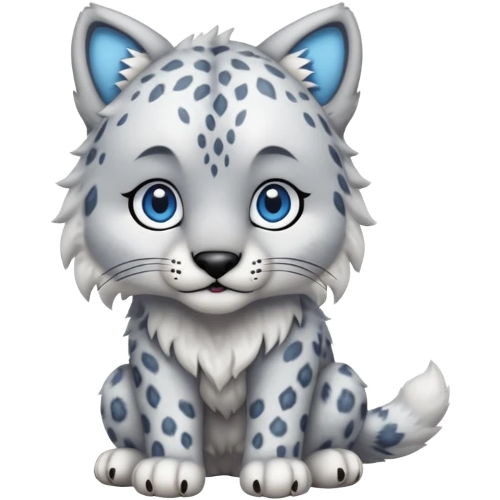 "Schnolf"-Snow-leopard-wolf-hybrid-fusion-animal-creature, full body emoji