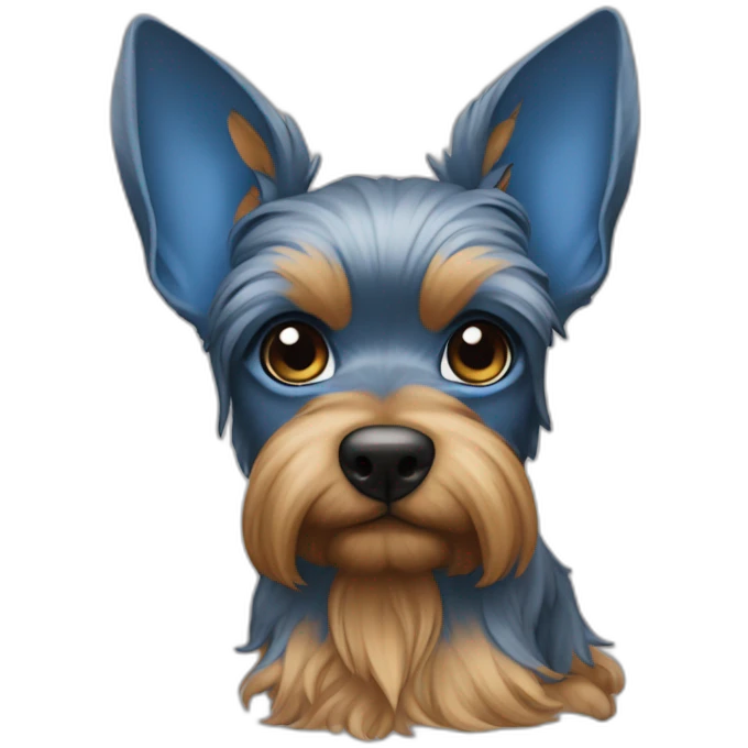 Yorkshire point ears down blue bow emoji