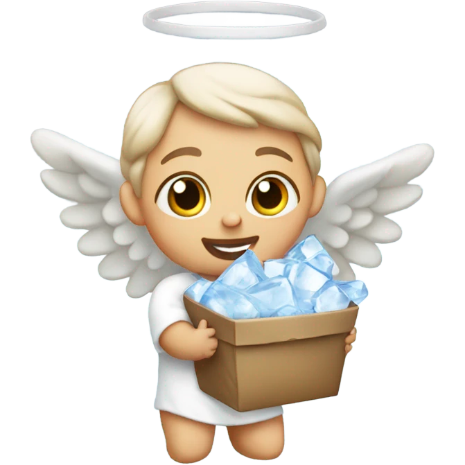 Angel baby holding a bag of ice emoji