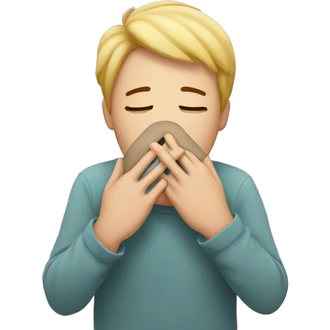 Emoji holding his breath with his two hands covering his mouth, meanwhile having hearts around its face emoji