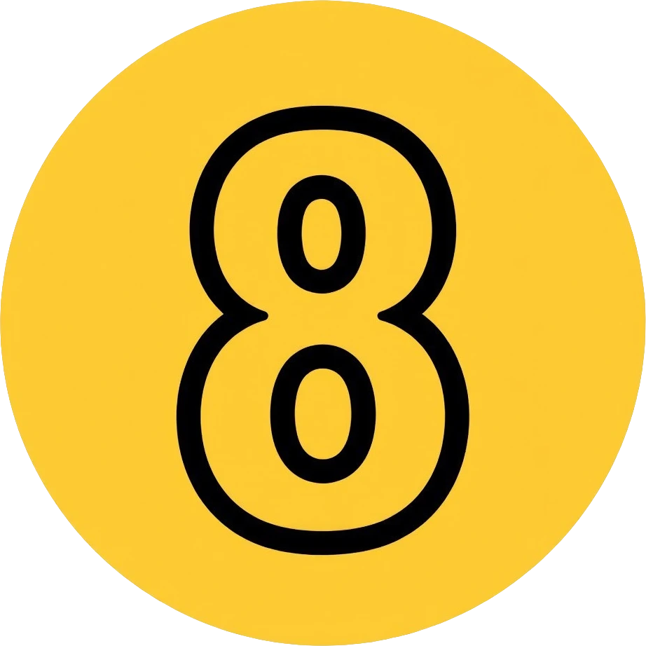 Number 8 on a yellow volumetric background emoji