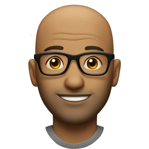 bald man with glasses with facial ahir emoji